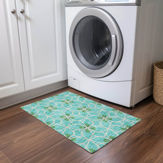 Piper Looms Chantille Geometric ACN958 Aqua Machine Washable Area Rug Scatter Lifestyle Image Feature