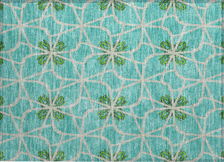 Piper Looms Chantille Geometric ACN958 Aqua Machine Washable Area Rug Scatter Main Image