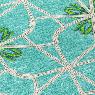Piper Looms Chantille Geometric ACN958 Aqua Machine Washable Area Rug Swatch Image