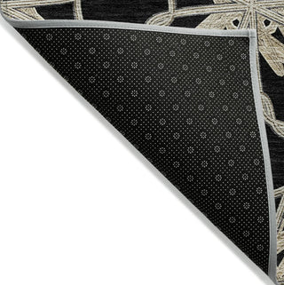 Piper Looms Chantille Geometric ACN958 Black Machine Washable Area Rug Backing Image