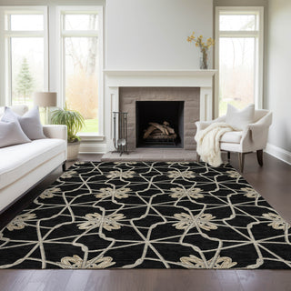 Piper Looms Chantille Geometric ACN958 Black Machine Washable Area Rug Lifestyle Image Feature