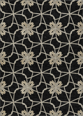 Piper Looms Chantille Geometric ACN958 Black Machine Washable Area Rug main image
