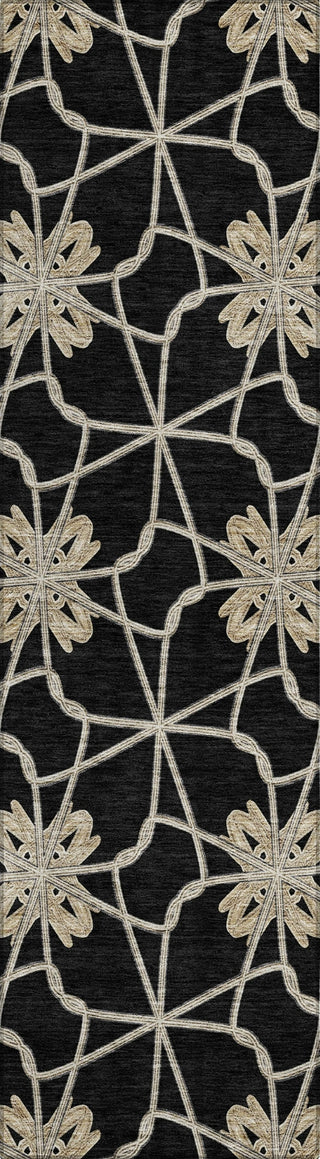 Piper Looms Chantille Geometric ACN958 Black Machine Washable Area Rug Runner Main Image