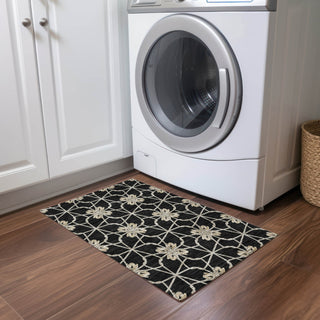 Piper Looms Chantille Geometric ACN958 Black Machine Washable Area Rug Scatter Lifestyle Image Feature