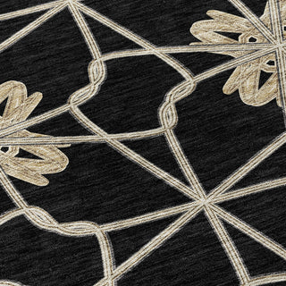 Piper Looms Chantille Geometric ACN958 Black Machine Washable Area Rug Swatch Image