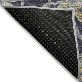 Piper Looms Chantille Geometric ACN958 Charcoal Machine Washable Area Rug Backing Image
