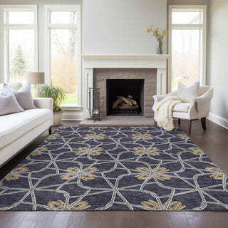 Piper Looms Chantille Geometric ACN958 Charcoal Machine Washable Area Rug Lifestyle Image Feature