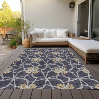 Piper Looms Chantille Geometric ACN958 Charcoal Machine Washable Area Rug Outdoor Lifestyle Image Feature