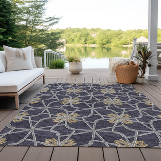 Piper Looms Chantille Geometric ACN958 Charcoal Machine Washable Area Rug Outdoor Lifestyle Image Feature