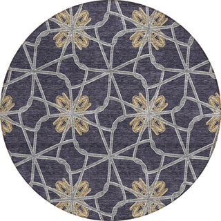 Piper Looms Chantille Geometric ACN958 Charcoal Machine Washable Area Rug Round Main Image