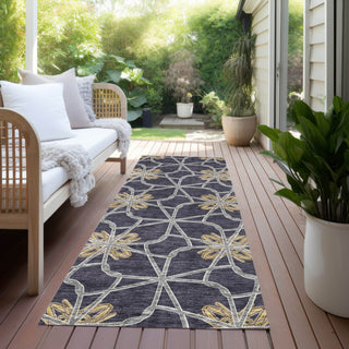 Piper Looms Chantille Geometric ACN958 Charcoal Machine Washable Area Rug Runner Outdoor Lifestyle Image Feature