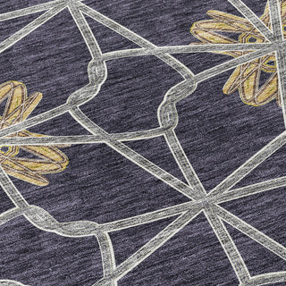 Piper Looms Chantille Geometric ACN958 Charcoal Machine Washable Area Rug Swatch Image