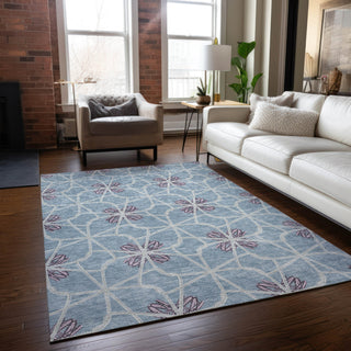 Piper Looms Chantille Geometric ACN958 Denim Machine Washable Area Rug Lifestyle Image Feature
