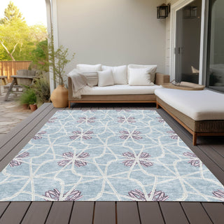 Piper Looms Chantille Geometric ACN958 Denim Machine Washable Area Rug Outdoor Lifestyle Image Feature