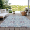 Piper Looms Chantille Geometric ACN958 Denim Machine Washable Area Rug Outdoor Lifestyle Image Feature