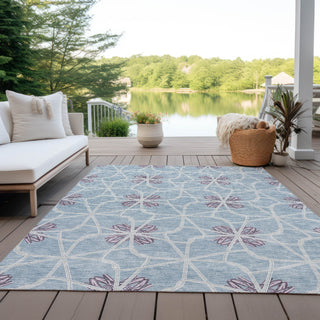 Piper Looms Chantille Geometric ACN958 Denim Machine Washable Area Rug Outdoor Lifestyle Image Feature