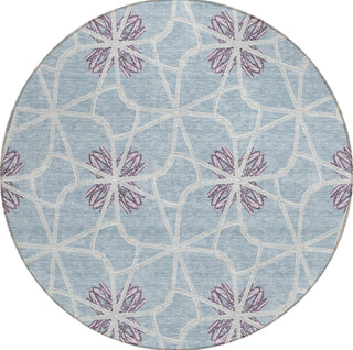 Piper Looms Chantille Geometric ACN958 Denim Machine Washable Area Rug Round Main Image