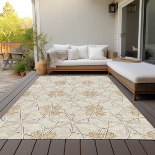 Piper Looms Chantille Geometric ACN958 Ivory Machine Washable Area Rug Outdoor Lifestyle Image Feature