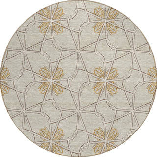 Piper Looms Chantille Geometric ACN958 Ivory Machine Washable Area Rug Round Main Image