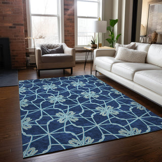 Piper Looms Chantille Geometric ACN958 Navy Machine Washable Area Rug Lifestyle Image Feature