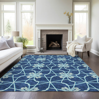 Piper Looms Chantille Geometric ACN958 Navy Machine Washable Area Rug Lifestyle Image Feature