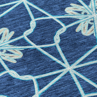 Piper Looms Chantille Geometric ACN958 Navy Machine Washable Area Rug Swatch Image
