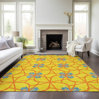 Piper Looms Chantille Geometric ACN958 Yellow Machine Washable Area Rug Lifestyle Image Feature