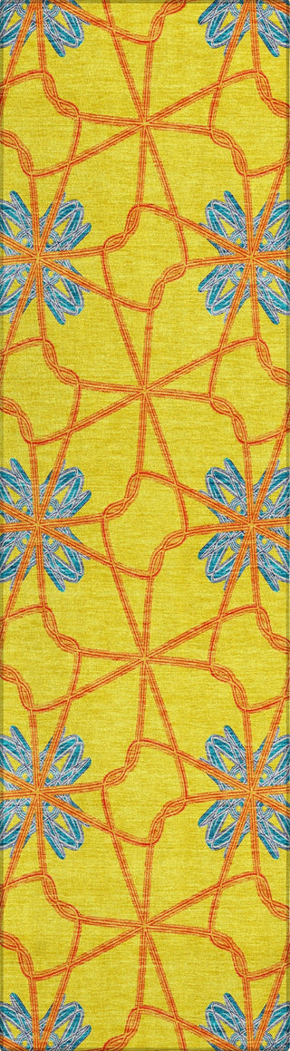 Piper Looms Chantille Geometric ACN958 Yellow Machine Washable Area Rug Runner Main Image