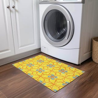 Piper Looms Chantille Geometric ACN958 Yellow Machine Washable Area Rug Scatter Lifestyle Image Feature