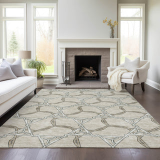 Piper Looms Chantille Geometric ACN959 Beige Machine Washable Area Rug Lifestyle Image Feature