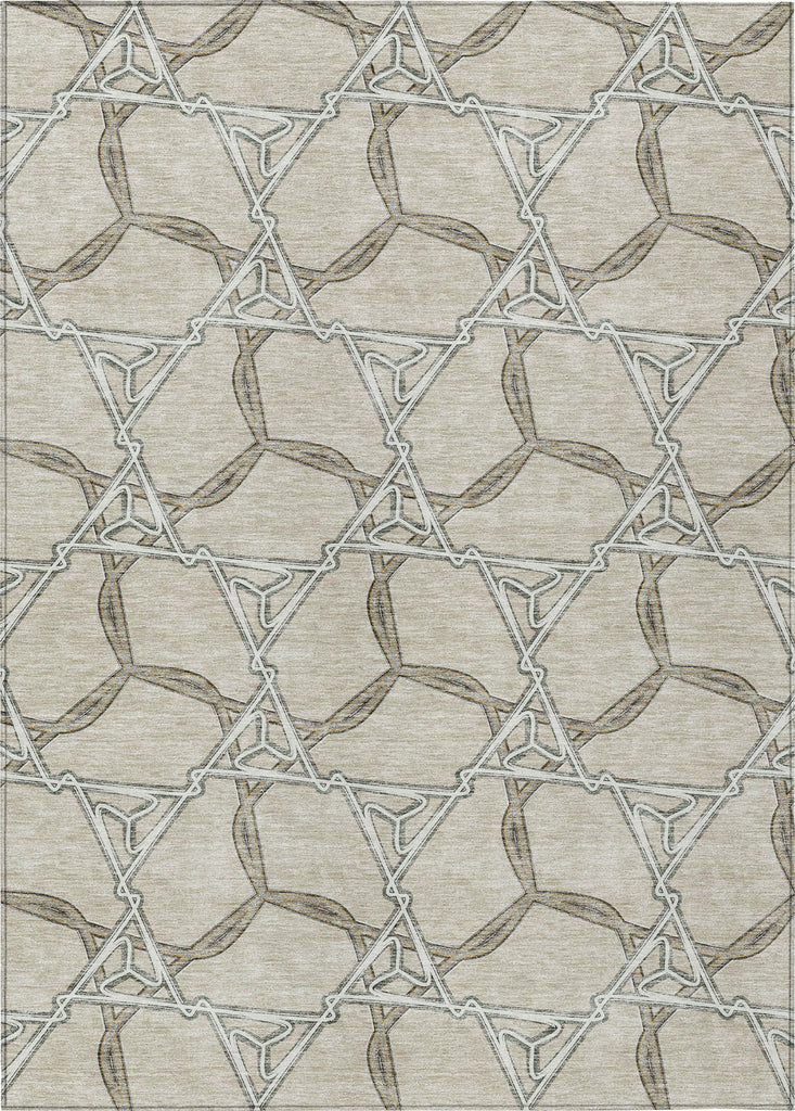 Piper Looms Chantille Geometric ACN959 Beige Machine Washable Area Rug main image