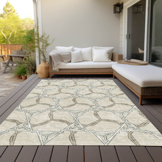 Piper Looms Chantille Geometric ACN959 Beige Machine Washable Area Rug Outdoor Lifestyle Image Feature