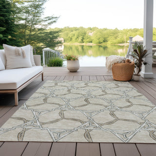 Piper Looms Chantille Geometric ACN959 Beige Machine Washable Area Rug Outdoor Lifestyle Image Feature