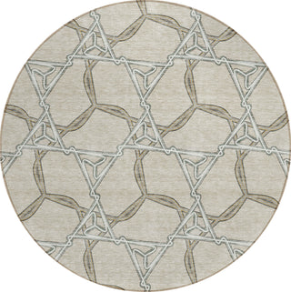 Piper Looms Chantille Geometric ACN959 Beige Machine Washable Area Rug Round Main Image
