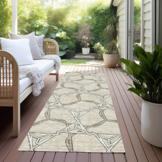 Piper Looms Chantille Geometric ACN959 Beige Machine Washable Area Rug Runner Outdoor Lifestyle Image Feature