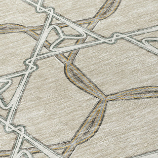 Piper Looms Chantille Geometric ACN959 Beige Machine Washable Area Rug Swatch Image