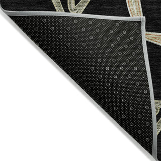 Piper Looms Chantille Geometric ACN959 Black Machine Washable Area Rug Backing Image