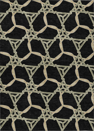 Piper Looms Chantille Geometric ACN959 Black Machine Washable Area Rug main image