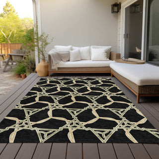 Piper Looms Chantille Geometric ACN959 Black Machine Washable Area Rug Outdoor Lifestyle Image Feature
