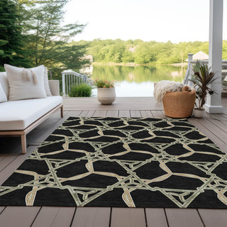 Piper Looms Chantille Geometric ACN959 Black Machine Washable Area Rug Outdoor Lifestyle Image Feature