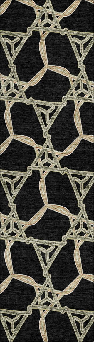 Piper Looms Chantille Geometric ACN959 Black Machine Washable Area Rug Runner Main Image
