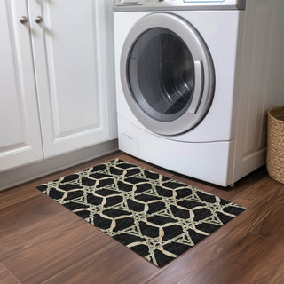 Piper Looms Chantille Geometric ACN959 Black Machine Washable Area Rug Scatter Lifestyle Image Feature