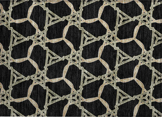 Piper Looms Chantille Geometric ACN959 Black Machine Washable Area Rug Scatter Main Image