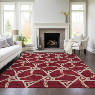 Piper Looms Chantille Geometric ACN959 Burgundy Machine Washable Area Rug Lifestyle Image Feature