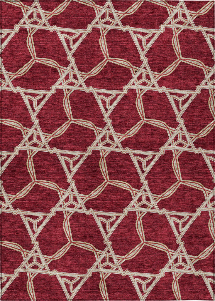 Piper Looms Chantille Geometric ACN959 Burgundy Machine Washable Area Rug main image