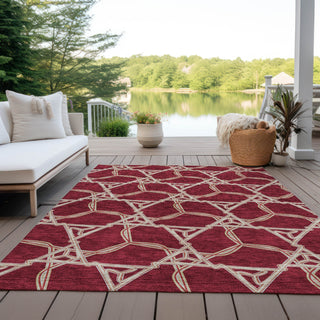 Piper Looms Chantille Geometric ACN959 Burgundy Machine Washable Area Rug Outdoor Lifestyle Image Feature