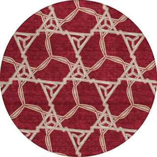 Piper Looms Chantille Geometric ACN959 Burgundy Machine Washable Area Rug Round Main Image