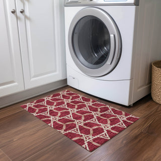 Piper Looms Chantille Geometric ACN959 Burgundy Machine Washable Area Rug Scatter Lifestyle Image Feature