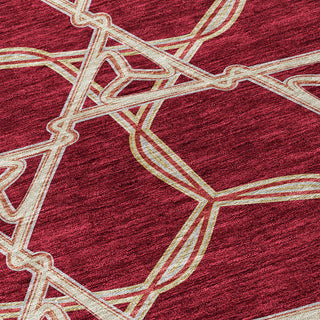Piper Looms Chantille Geometric ACN959 Burgundy Machine Washable Area Rug Swatch Image