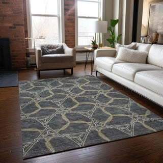 Piper Looms Chantille Geometric ACN959 Charcoal Machine Washable Area Rug Lifestyle Image Feature